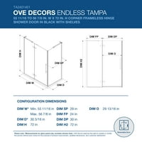 OVE Decors Tampa 56- in. W in. H pravokutni okretni okvir bez kutnog tuširanja u crnoj boji