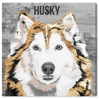 Wynwood Studio životinje zidne umjetničke platnene platnene pse 'Love My Husky' psi i štenad - zlato, sivo