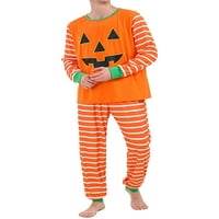 Halloween Padžama Obiteljska odgovarajuća PJS setovi Halloween Stripe Stripe Print dugi rukav Top i hlače odjeće