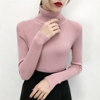 Kardigan za žene modni kornjača s dugim rukavima pulover s čvrstim bojama ovčarski runo labavi pleteni pulover