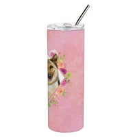 $ 4146 $ njemački ovčar ružičasti cvjetovi čaša od nehrđajućeg čelika, unca, višebojna