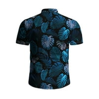 Muški havajski setovi redovito fit 3d tropski ispis ležerni gumb dolje košulja kratkih rukava i kratke hlače Summer