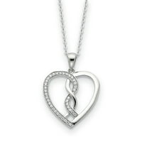 Ogrlica od sterling srebra s kubičnim cirkonima u obliku srca, spojena zajedno, 18 inča