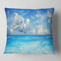 Designart Svijetlo plave vode i Sky Panorama - Moderni jastuk za bacanje mora - 18x18