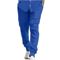 Penkiiy lanene hlače muškarci povremeni elastični struk džep pamučne platnene hlače hlače plave hlače