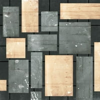 Siva, jace crni moderni uokvireni muzejski umjetnički tisak pod nazivom - Wood teris