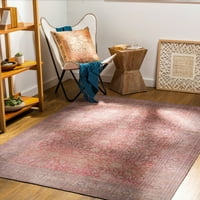 Umjetnički tepih u tamno ružičastoj boji, tradicionalni za strojno pranje 7' 9'