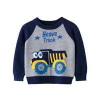 Hunpta mališani dječaci djevojčice patchwork u boji crtić za ispis automobila Dugi rukavi topli pleteni pulover