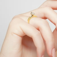 Personalizirani zaručnički prsten od 14k zlata od bijelog topaza i dijamanta od srebra od srebra