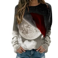 Ženske majice za svakodnevni pulover s printom Sretan Božić, majica s okruglim vratom, ugrađeni puloveri s okruglim