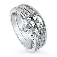 Zaručnički prstenovi od srebra od 3 kamena, kruškoliki kubični cirkonij, set prstenova za obljetnice za žene,