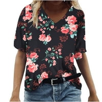 Ženska ljetna majica cvjetna tiskana ležerna labava košulja s bluzom s kratkim rukavima plus majice veličine veličine