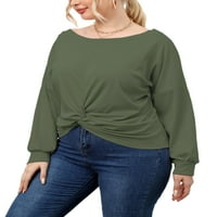 Voguele Ladies Tee Plus Majica Majica Osnovni vrhovi praznični pulover Baggy Tunic Army Green 2xl