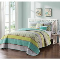 Kućni Višebojni set posteljine s geometrijskim printom u obliku slova u, ukrašen reverzibilnim poplunom, jastucima