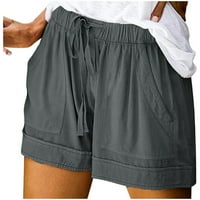 Kratke hlače za žene, udobne hlače visokog struka, široke elastične ženske casual hlače s džepovima na vezicama,