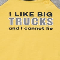 Ganimals dječaci ' Volim velike kamione i ne mogu lagati Raglan bodysuit s dugim rukavima