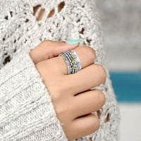 Yubnlvae prstenovi Pribor za ruke ručni ton pčela cvijet vintage vintage prsten dva nakita Turni prsten srebrni
