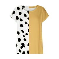 Ljetne majice za žene, modni leopard print u boji s okruglim vratom i kratkim rukavima, Bluza, Ležerne široke