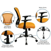 Narančasta mrežasta uredska stolica s narančastim naslonom s okretnim mehanizmom s kromiranom bazom i naslonima