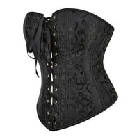 Aboser Push Up Up Corset vrhovi za žene vintage cvjetni print Boyshaper Eyelet čipka up crni korzet bez naramenica