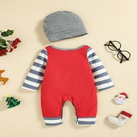 Slušajte Whind Unise Baby Christmas Outfit, spajanje dugih rukava Snaps kombinezon + Beanie Hat za malu djecu