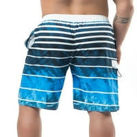 Muške kratke hlače na plaži s prugastim printom Plus size kratke hlače za odmor na plaži i zabave, brzo sušeće