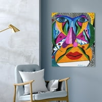 Wynwood Studio Abstract Wall Art Canvas Otisci 'Manuel Roman - teksture njezinog lica - narančasta, plava