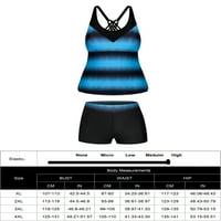 Chama Womens Plus Boja Blok Tankini Swimsissuits 2-komadića skromnih kupaćih kostima na vrhu s Boyshorts