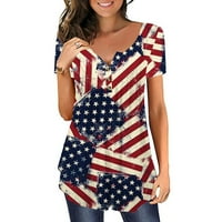 Majica američke zastave Žene Patriotska košulja Vintage USA zastava Izbijeljena majica 4. srpnja TEE TOPS Nezavisnost