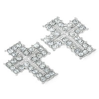 Obalni nakit srebrni ton Micro Pave Crystal Cross Stud Post Post naušnica