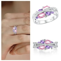 Prstenovi za žene ženski ružičasti prsten Retro kreativnog novog oblika sa šupljim cirkonom u morsko zelenoj boji