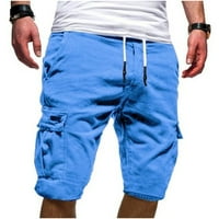 Samickarr teretne hlače za muškarce s visokim strukom atletskih kratkih hlača s džepovima i izvlačenjem Active
