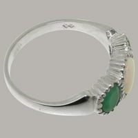 Britanci su napravili 9k bijelo zlato Natural Opal & Emerald Womens Izjava prsten - Veličina Opcije - Veličina