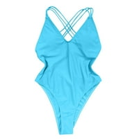 Ženske odjeće za plažu visoki struk, čvrste boje push up bikini set halter kupaći kostimi tankinis
