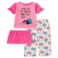 Classic pidžama Set za spavanje kratkih rukava za djevojčice Kratke hlače i hlače 3 komada veličine 4-10