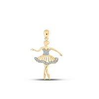 Ženski okrugli dijamantni privjesak od žutog zlata od 10 karata balerina-plesačica