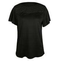 Ženski vrhovi modni ženski okrugli vrat Čvrsta boja ležerna majica s kratkim rukavima crne xxxl