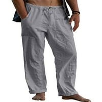 Lanene hlače za muškarce, Ležerne labave ljetne hlače, hlače za plažu s džepovima