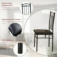 Set stolova za blagovanje drveni metalni stol i stolice s umjetnim jastucima kuhinjski namještaj za doručak, Crna