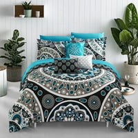 Šik dom Gaston 8-komad reverzibilni paisley comforter set, blizanac, crni