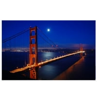 Osvijetljeni poznati San Francisco Golden Gate most platno zidna umjetnost 15.75 23.5