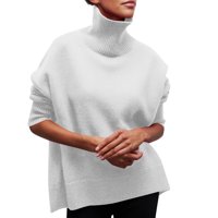 Cuhas kardigan džemperi za žene dugi rukav pleteni košulja pulover s visokim vratom plišani džemper Čvrsta boja