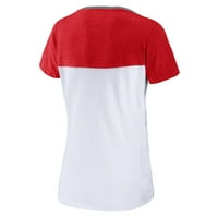 Majica s izrezom u obliku slova 'S u bijeloj prugastoj boji s crvenim printom u obliku slova' S