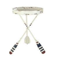 Naglasni stol 16 28 s bijelom metalnom pločom na kotačima s nogama u obliku vesla, 1 komad