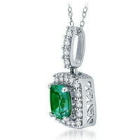 Arista je stvorio Emerald i White Sapphire Women Halo privjesak u Sterlingu Silver, 18