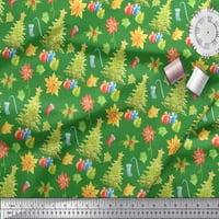 Tkanina od zelenog Rajonskog šifona s printom Pokloni i božićno drvce za šivanje širine dvorišta