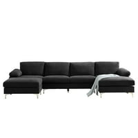 Aukfa presjek kauča s reverzibilnom ležaljkom - veliki kauč za presjek za dnevnu sobu - crni