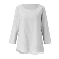 Plus veličine vrhovi za ženske pulovera bluze s V-izrezom čvrsti dugi rukavi bijeli m m