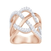 Bijeli modni prsten od prirodnog dijamanta u 10k ružičastom zlatu