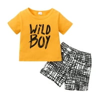 Odjeća za dječake od 4 godine majica kratkih rukava s printom slova Top + kratke hlače 4 do 5 godina Komplet odjeće